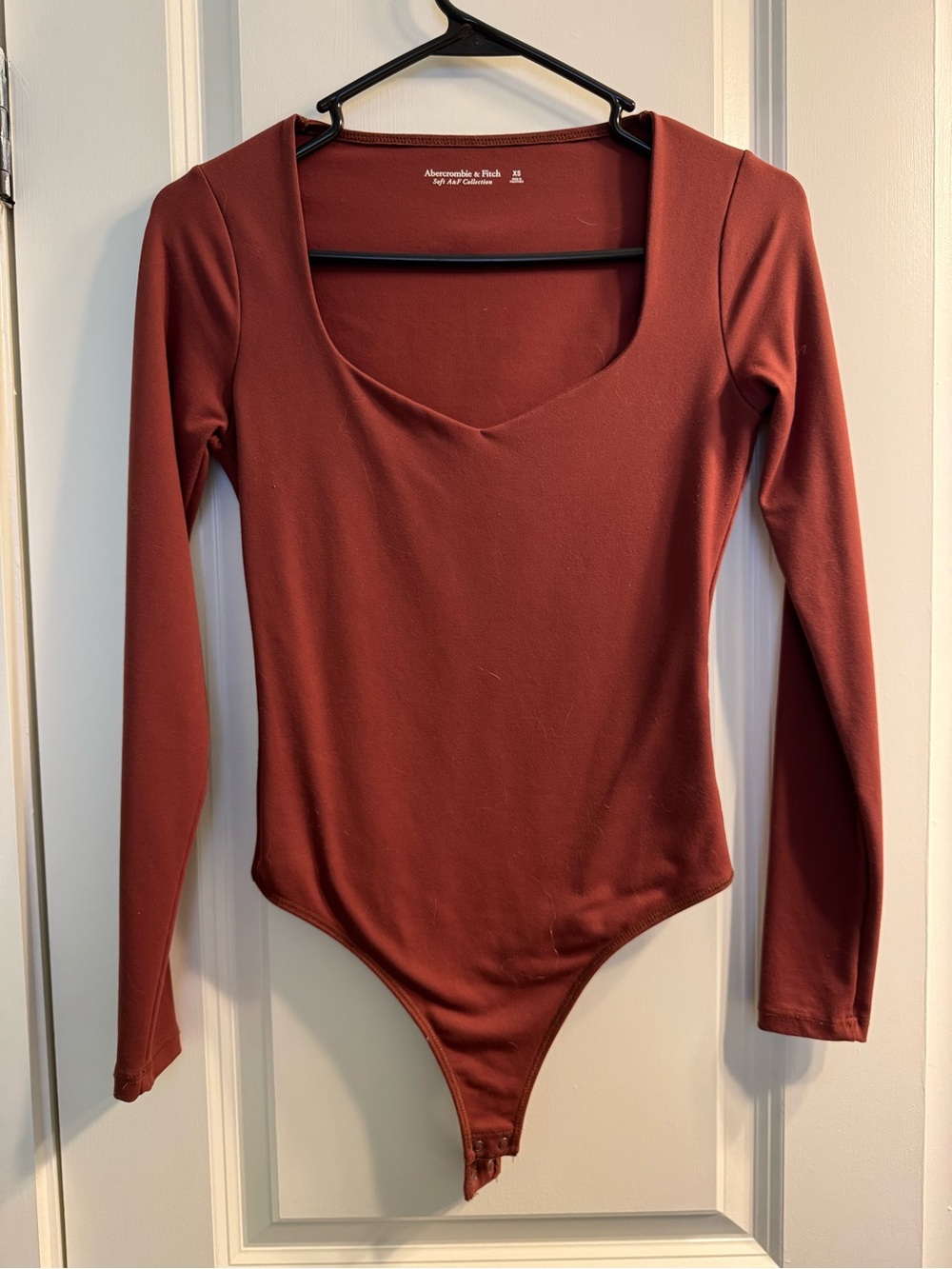 Abercrombie & Fitch Rust-Brown Long Sleeve Scoop Neck Bodysuit